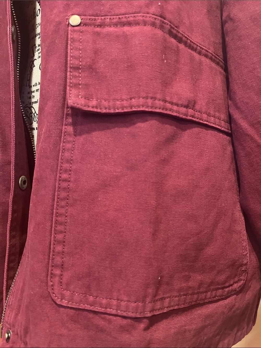 Levi's Utility barn coat jacket in wine color, with Brown Corduroy Collar - Picture 6 of 10